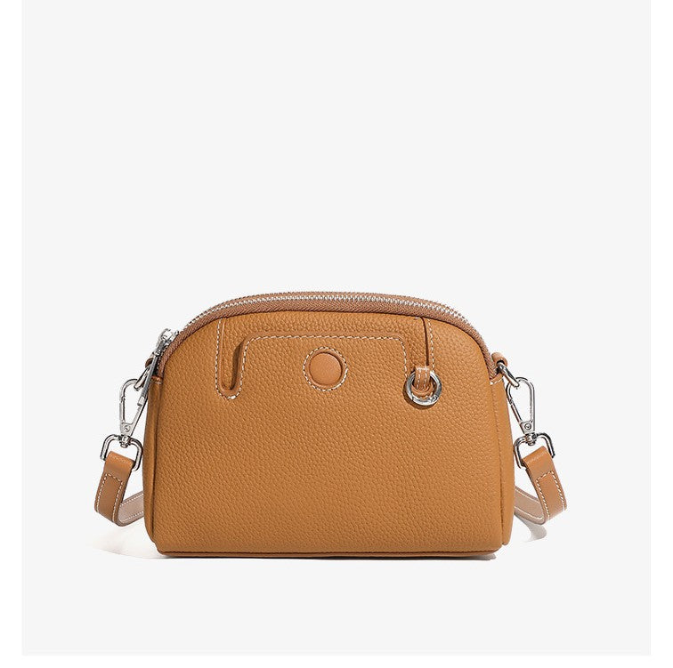 Pouche -Ladies Leather Crossbody bag, Caramel