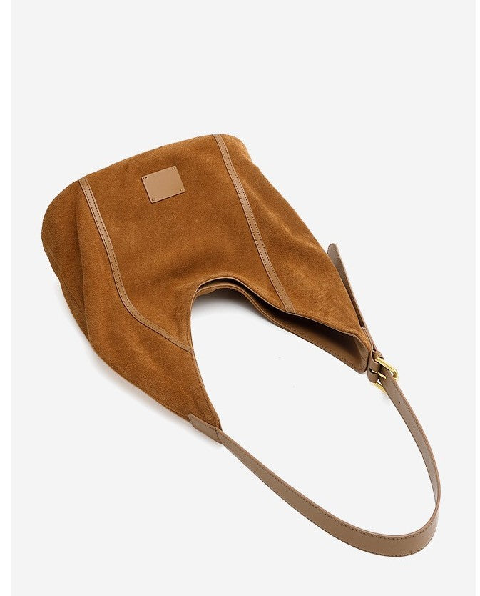 Solene -Ladies suede leather bag, col. Caramel