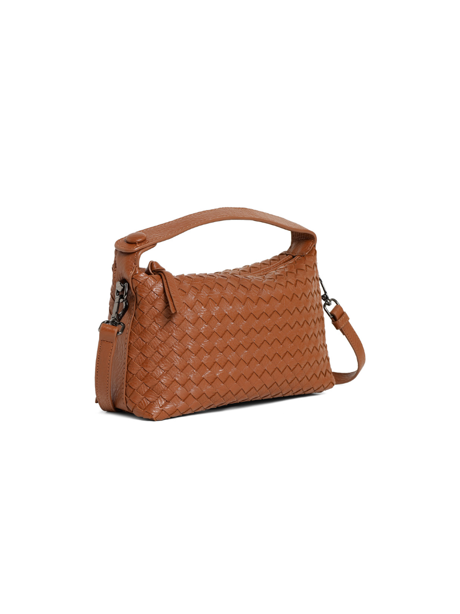 Fero - Ladies Woven Handbag, Faux Leather | Tan