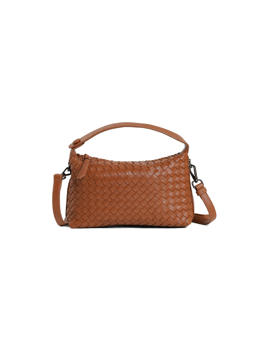 Fero - Ladies Woven Handbag, Faux Leather | Tan