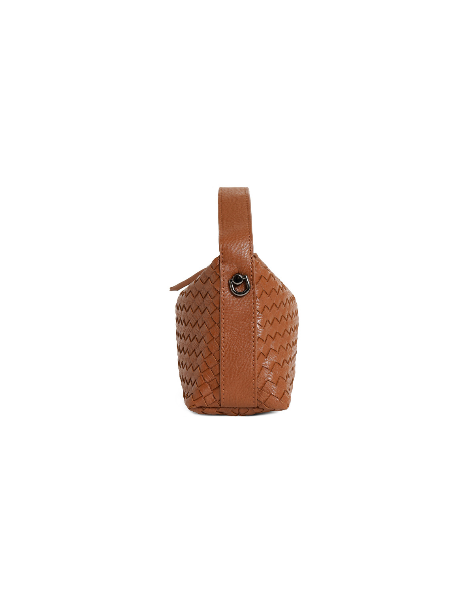 Fero - Ladies Woven Handbag, Faux Leather | Tan