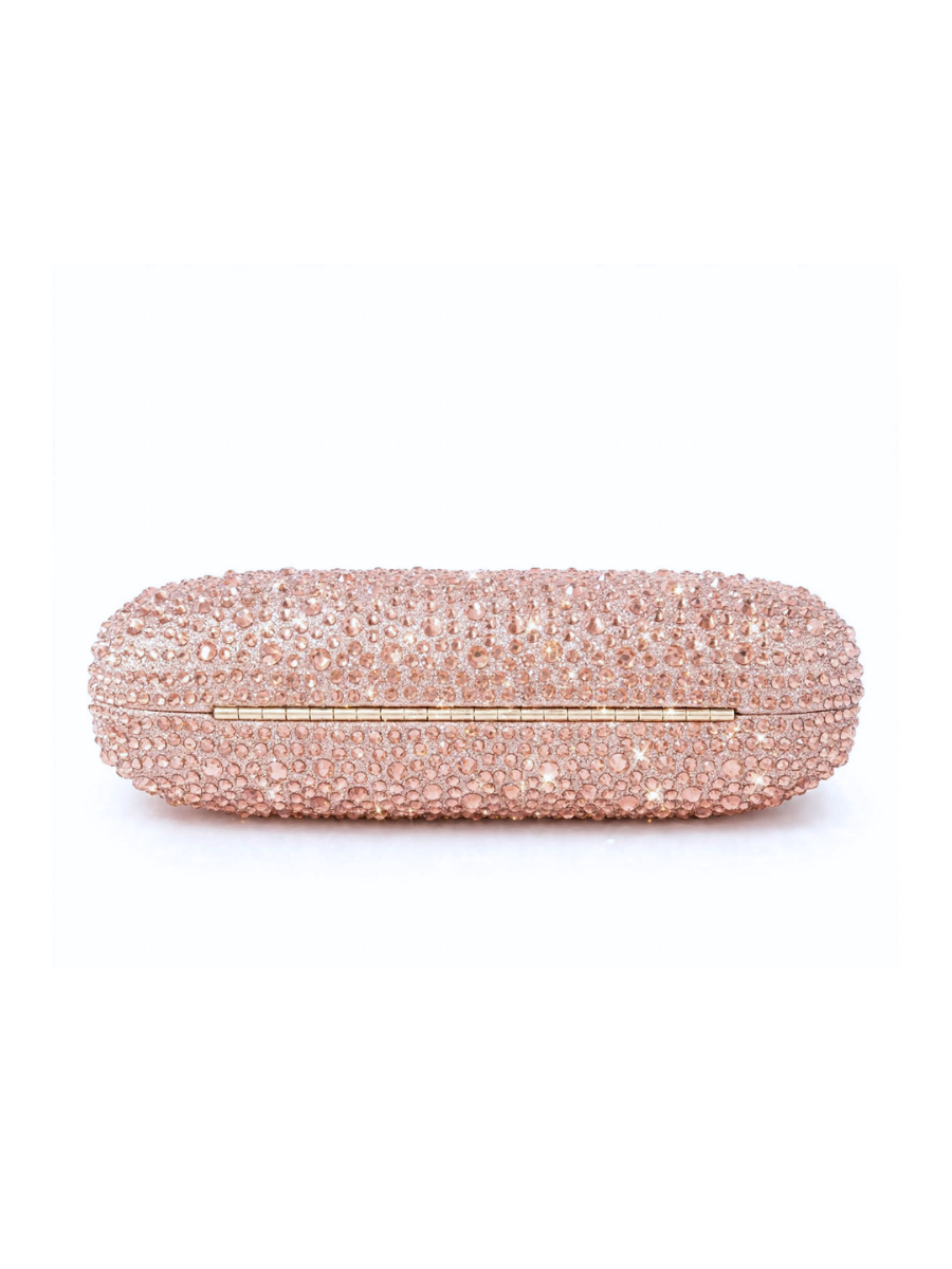 Alessia - Ladies clutch bag with bow, rhinestones embellished | Pink