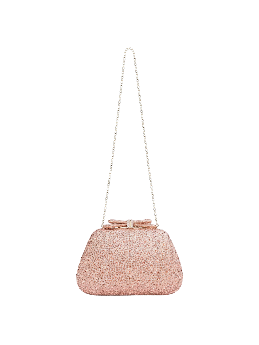 Alessia - Ladies clutch bag with bow, rhinestones embellished | Pink