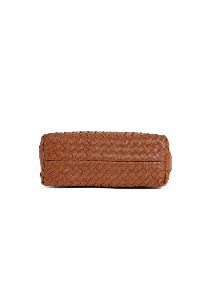Fero - Ladies Woven Handbag, Faux Leather | Tan
