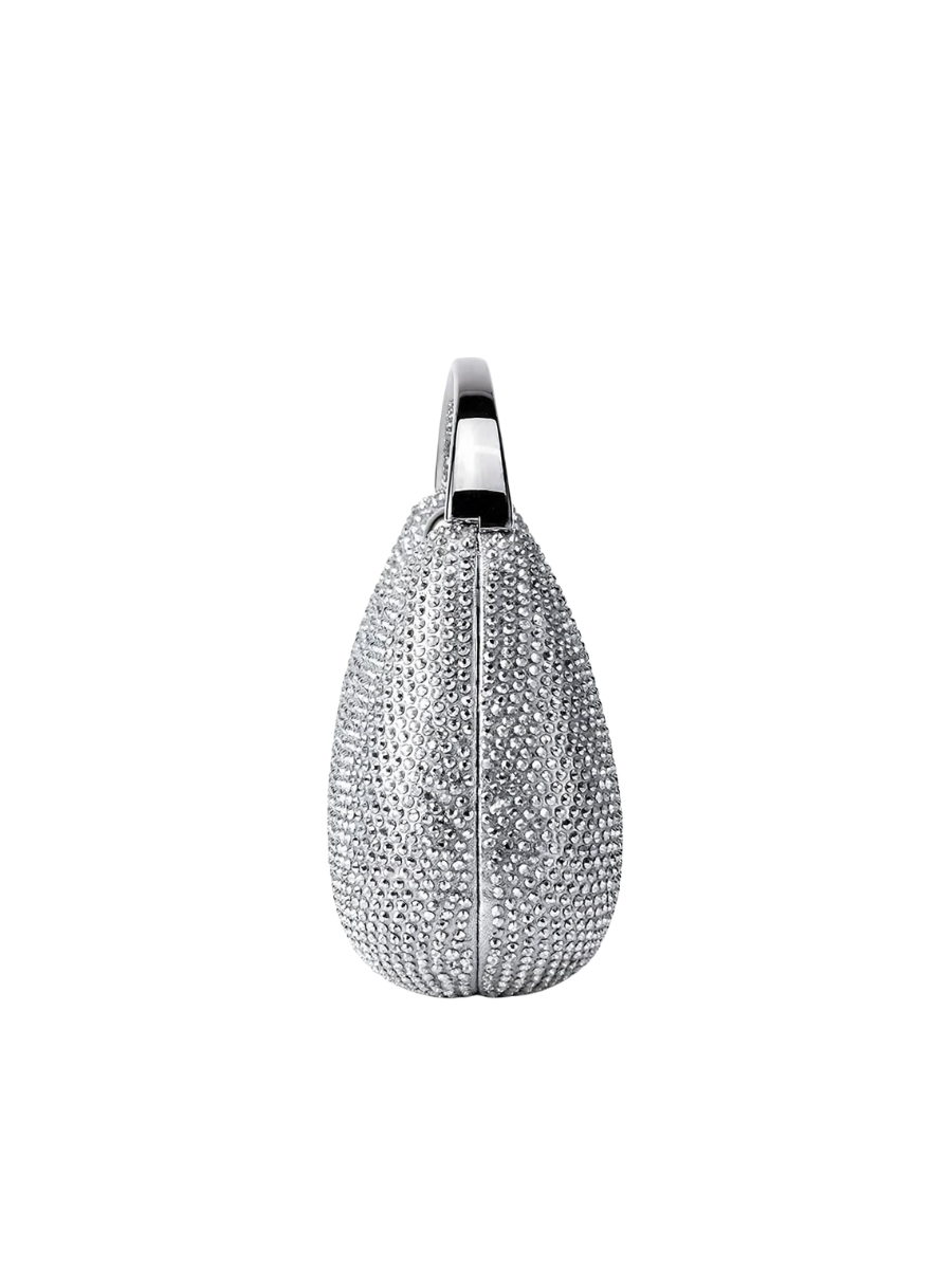 Carrie - Ladies clutch bag with handle, rhinestones embellished | Silver