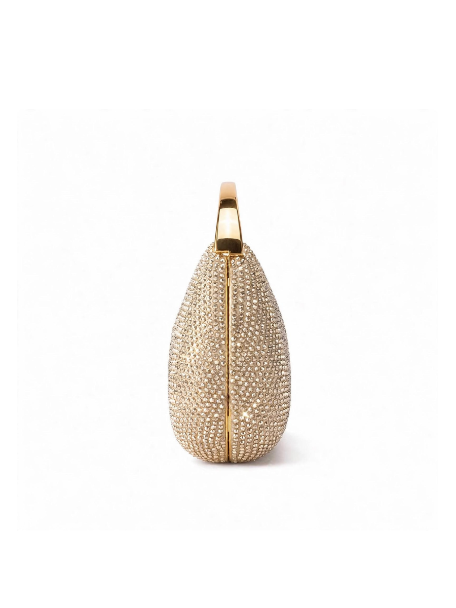 Carrie - Ladies clutch bag with handle, rhinestones embellished | Apricot