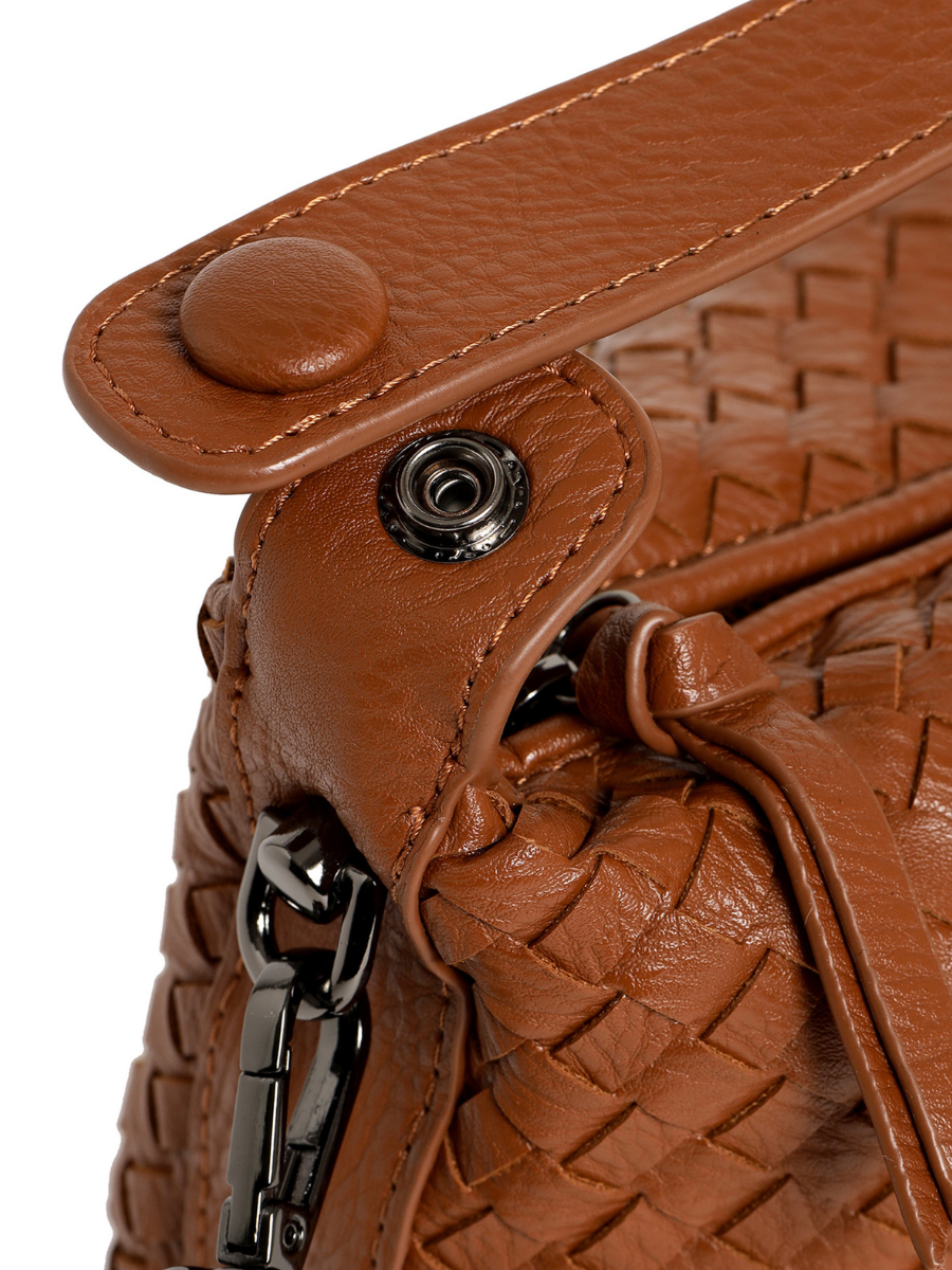 Fero - Ladies Woven Handbag, Faux Leather | Tan
