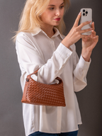 Fero - Ladies Woven Handbag, Faux Leather | Tan