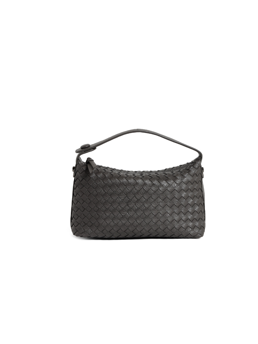 Fero - Ladies Woven Handbag, Faux Leather | Dark Grey