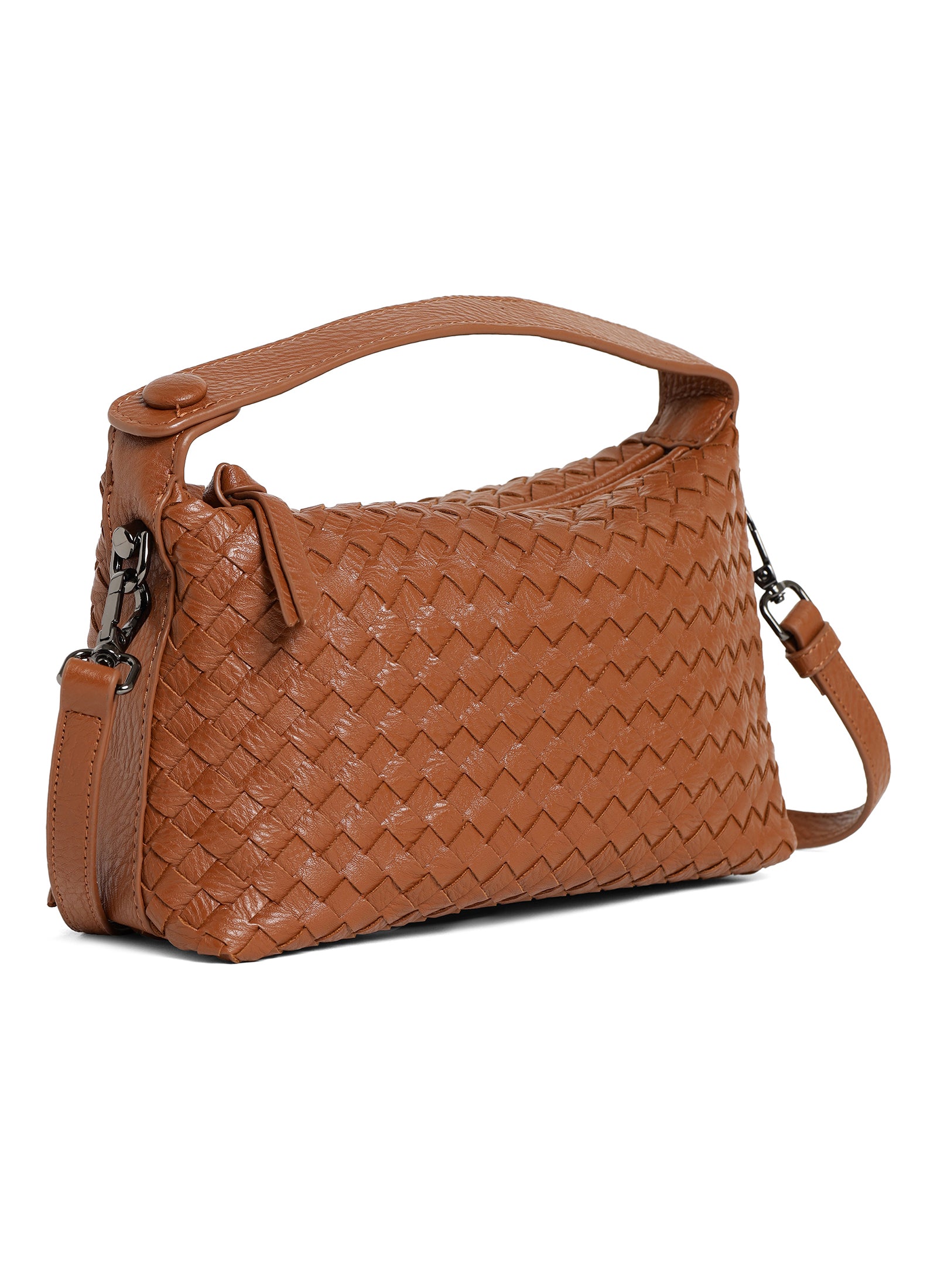 Fero - Ladies Woven Handbag, Faux Leather | Tan