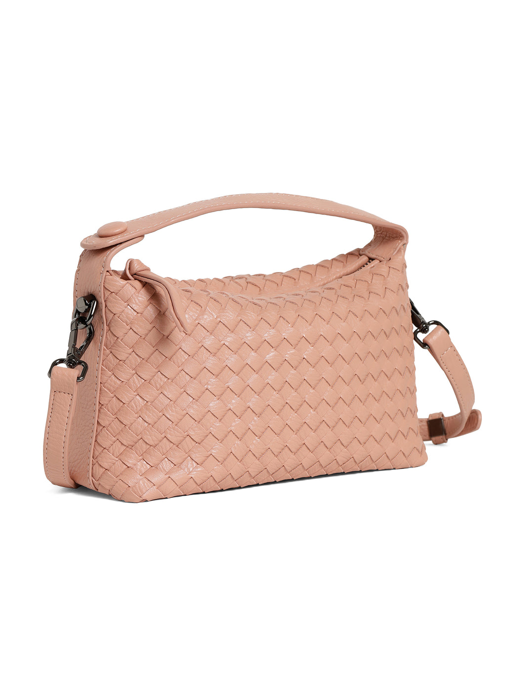 Fero - Ladies Woven Handbag, Faux Leather | Blush Pink