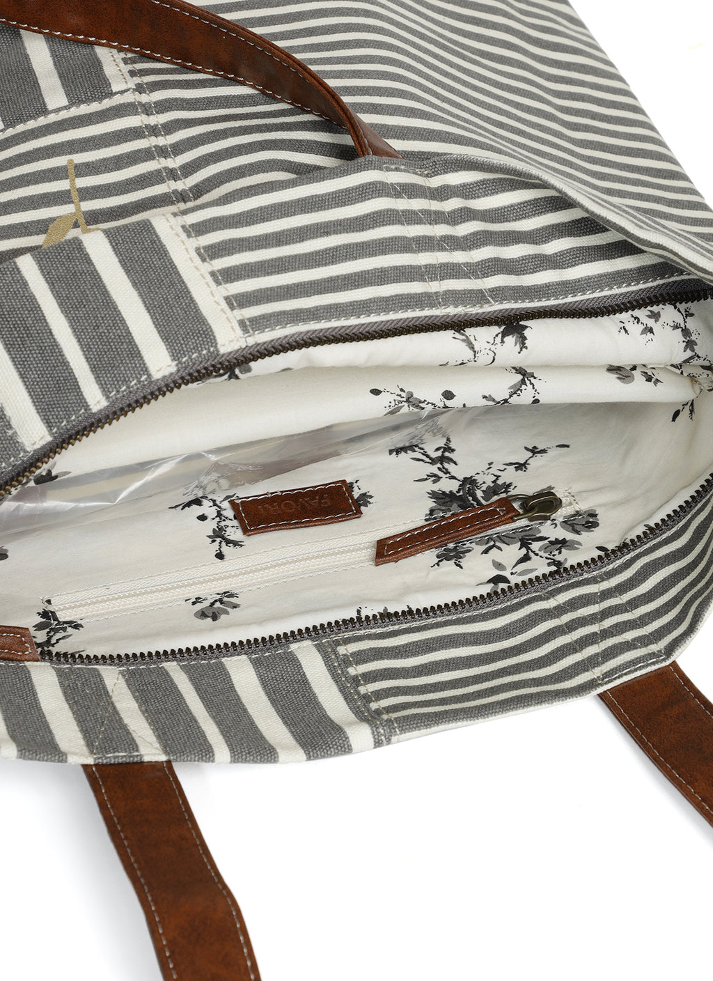 Retro Stripe Ladies Tote Bag with Zip Closure (NEW)