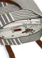 Retro Stripe Ladies Tote Bag with Zip Closure (NEW)