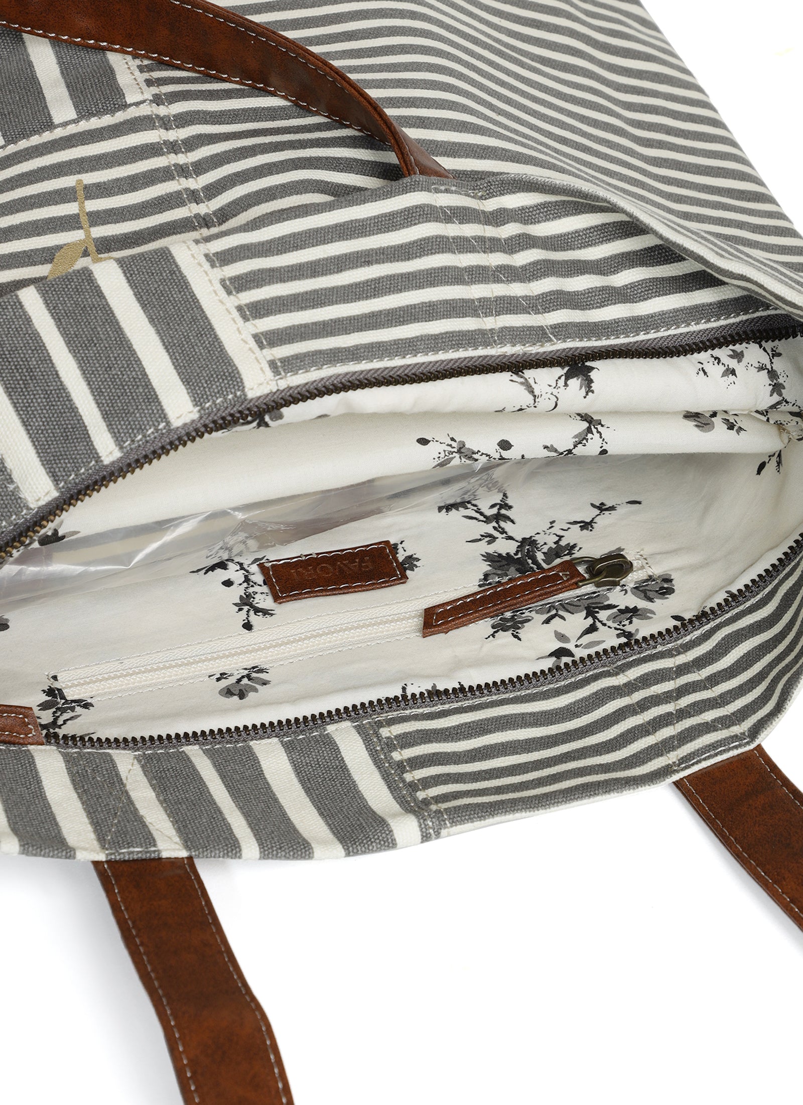 Retro Stripe Ladies Tote Bag with Zip Closure (NEW)