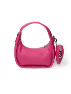 Jolie - Ladies Leather Hobo With Hanging Airpod Case | Fuschia