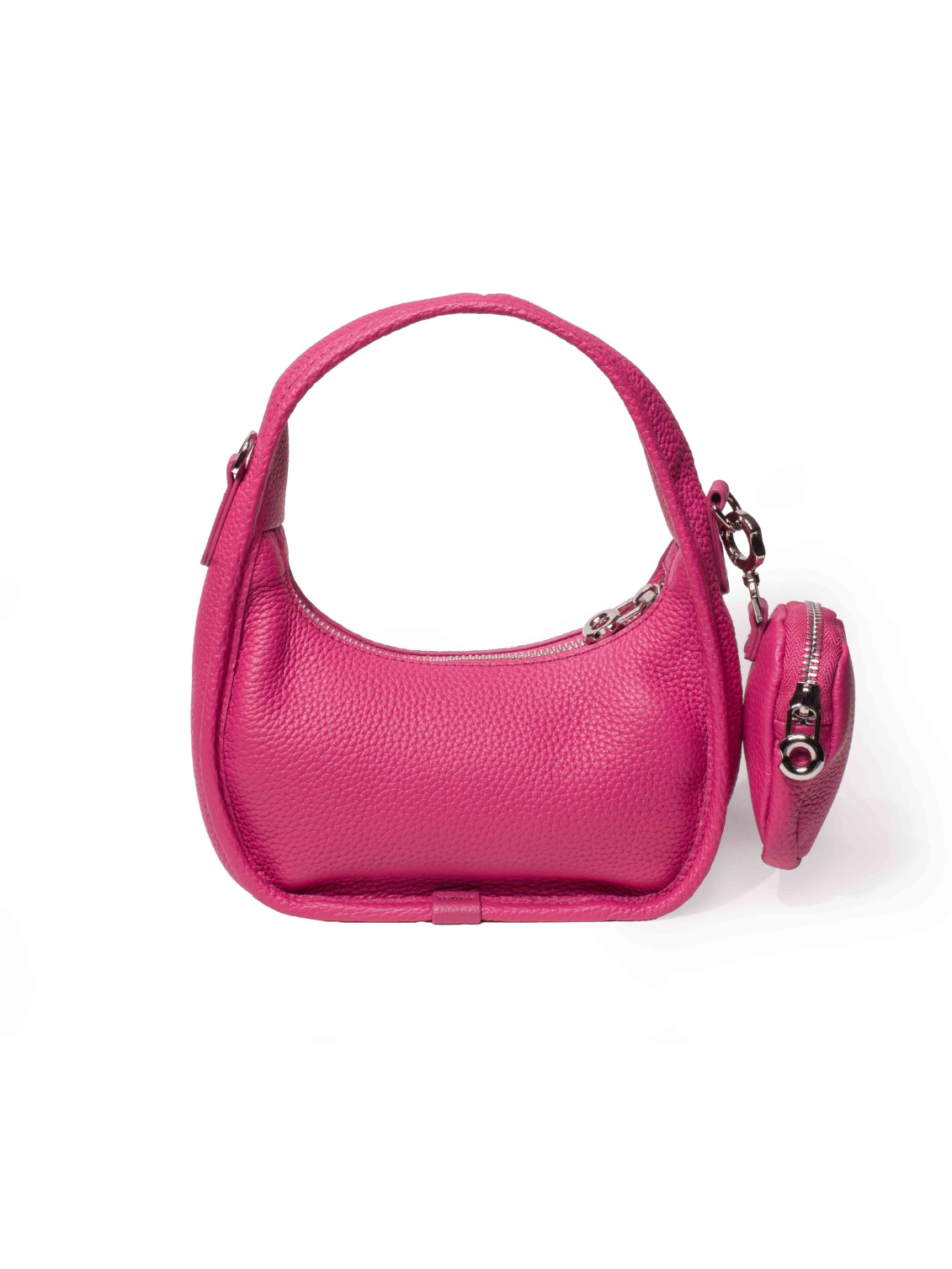 Jolie - Ladies Leather Hobo With Hanging Airpod Case | Fuschia
