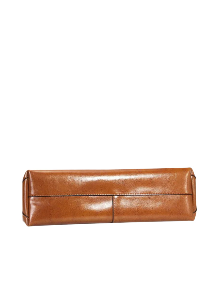 Patina Wide Leather Tote Bag | Tan
