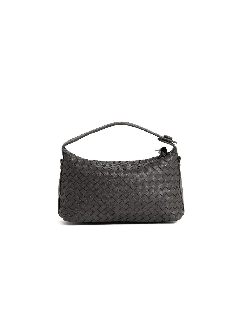 Fero - Ladies Woven Handbag, Faux Leather | Dark Grey