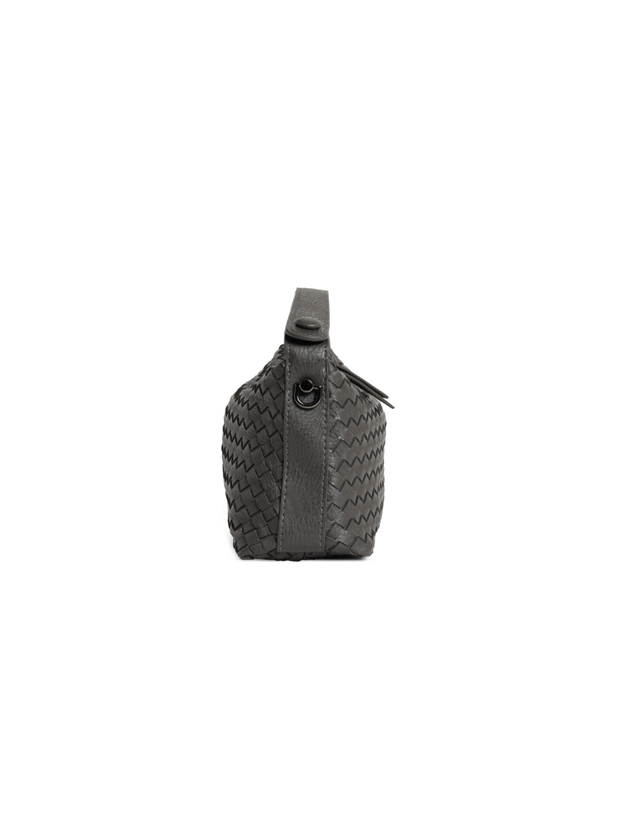 Fero - Ladies Woven Handbag, Faux Leather | Dark Grey