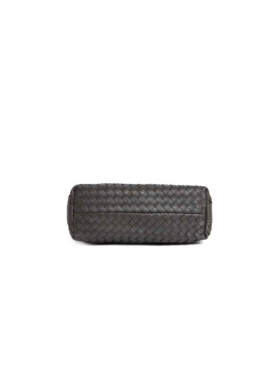 Fero - Ladies Woven Handbag, Faux Leather | Dark Grey
