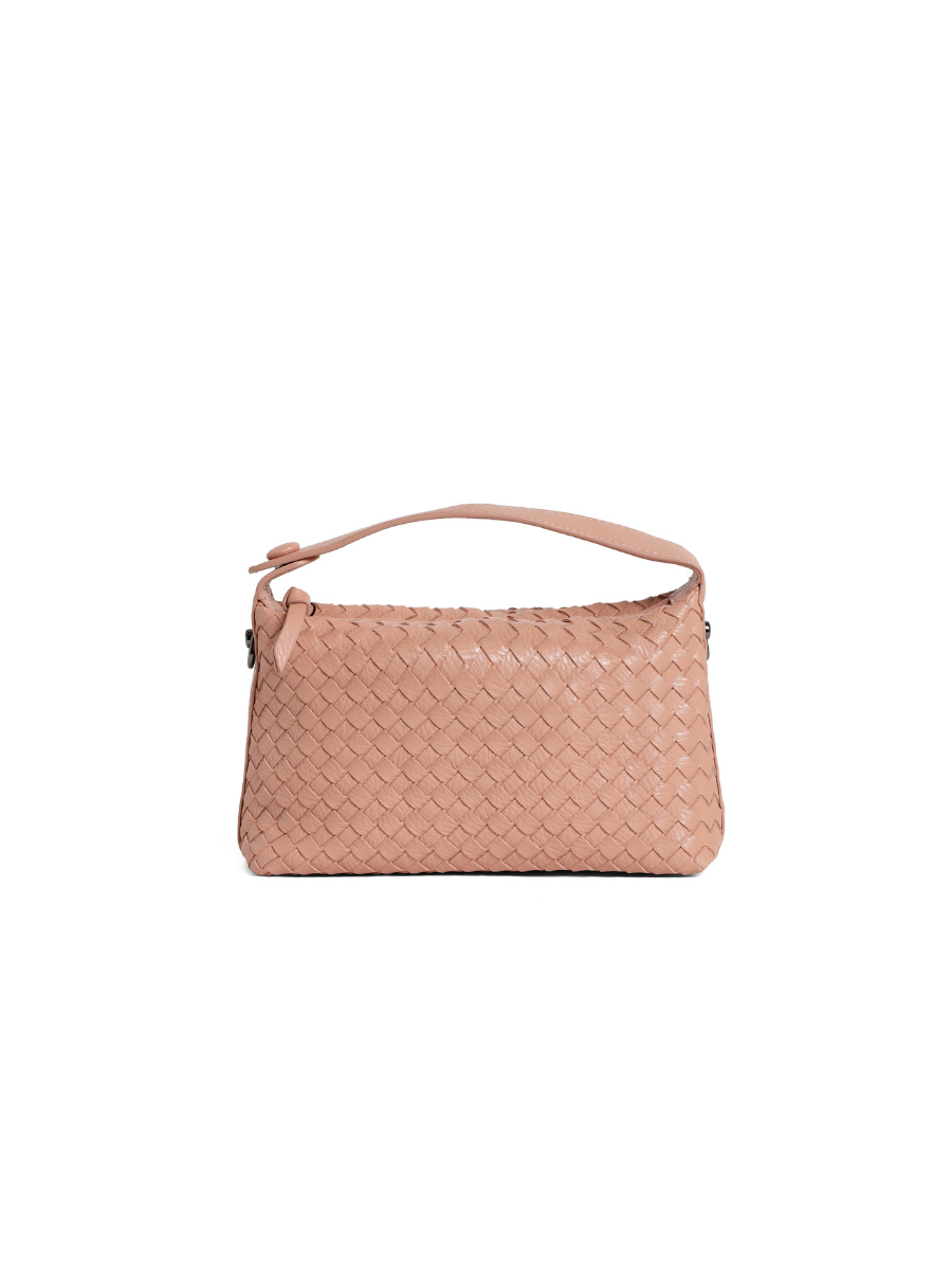 Fero - Ladies Woven Handbag, Faux Leather | Blush Pink