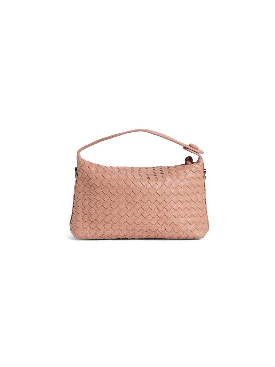 Fero - Ladies Woven Handbag, Faux Leather | Blush Pink