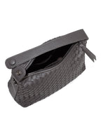 Fero - Ladies Woven Handbag, Faux Leather | Dark Grey