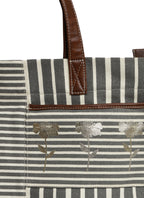 Retro Stripe Ladies Tote Bag with Zip Closure (NEW)