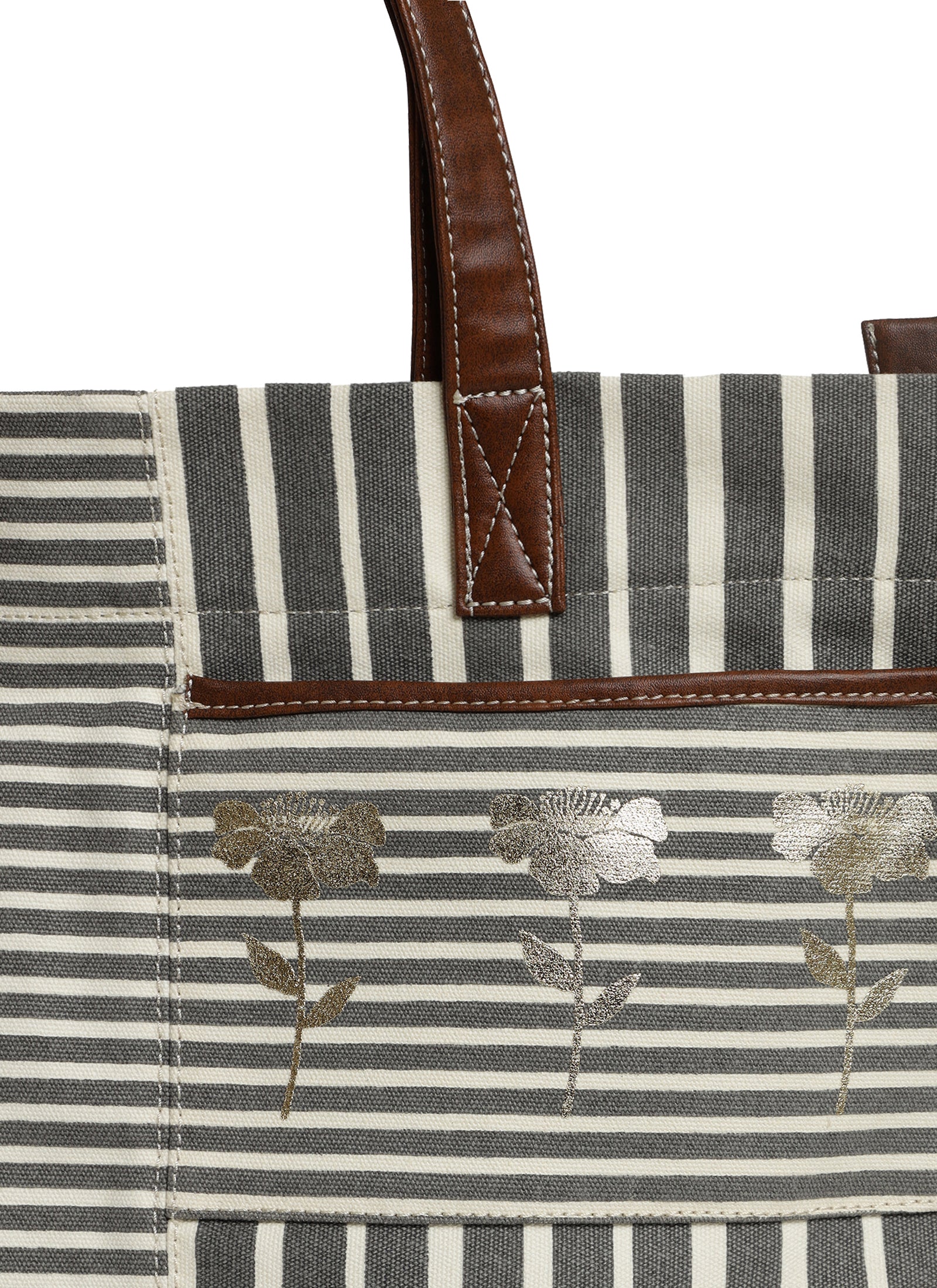 Retro Stripe Ladies Tote Bag with Zip Closure (NEW)