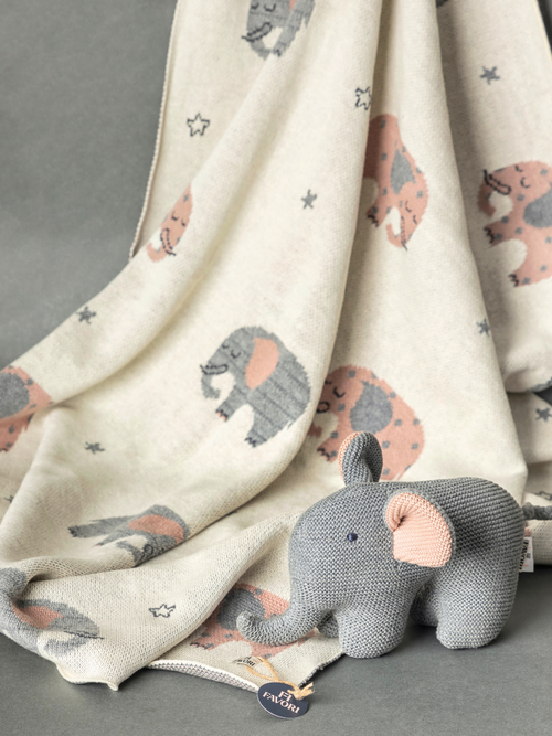 Baby Blanket With Elephant Toy