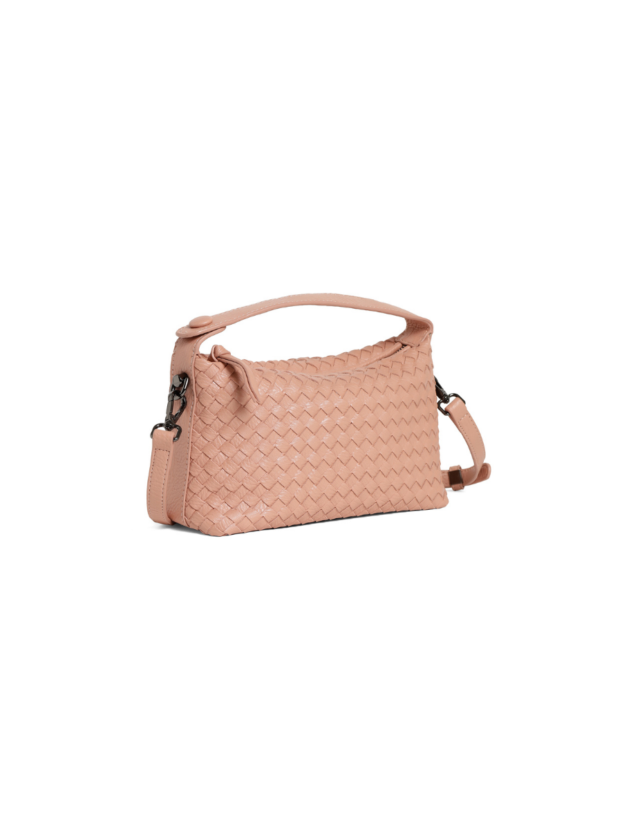 Fero - Ladies Woven Handbag, Faux Leather | Blush Pink