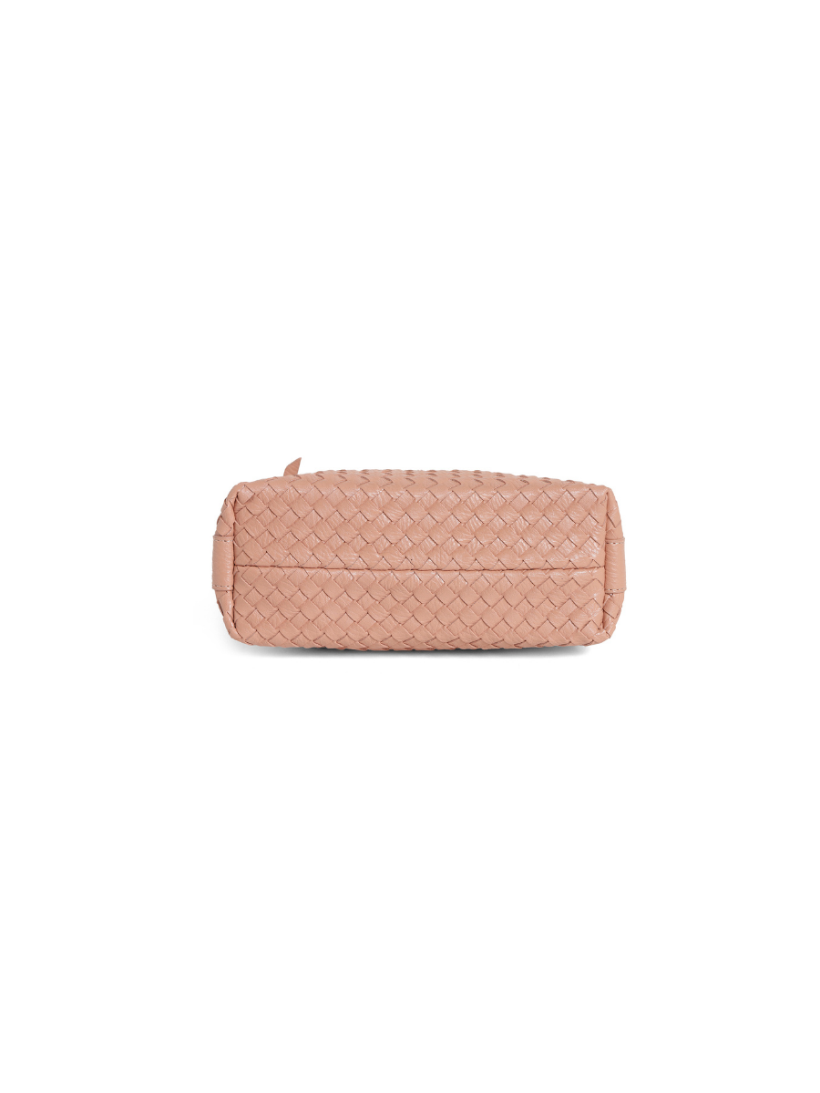 Fero - Ladies Woven Handbag, Faux Leather | Blush Pink