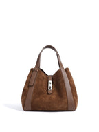 Toscana-Ladies suede leather bucket bag, col. Dark Brown