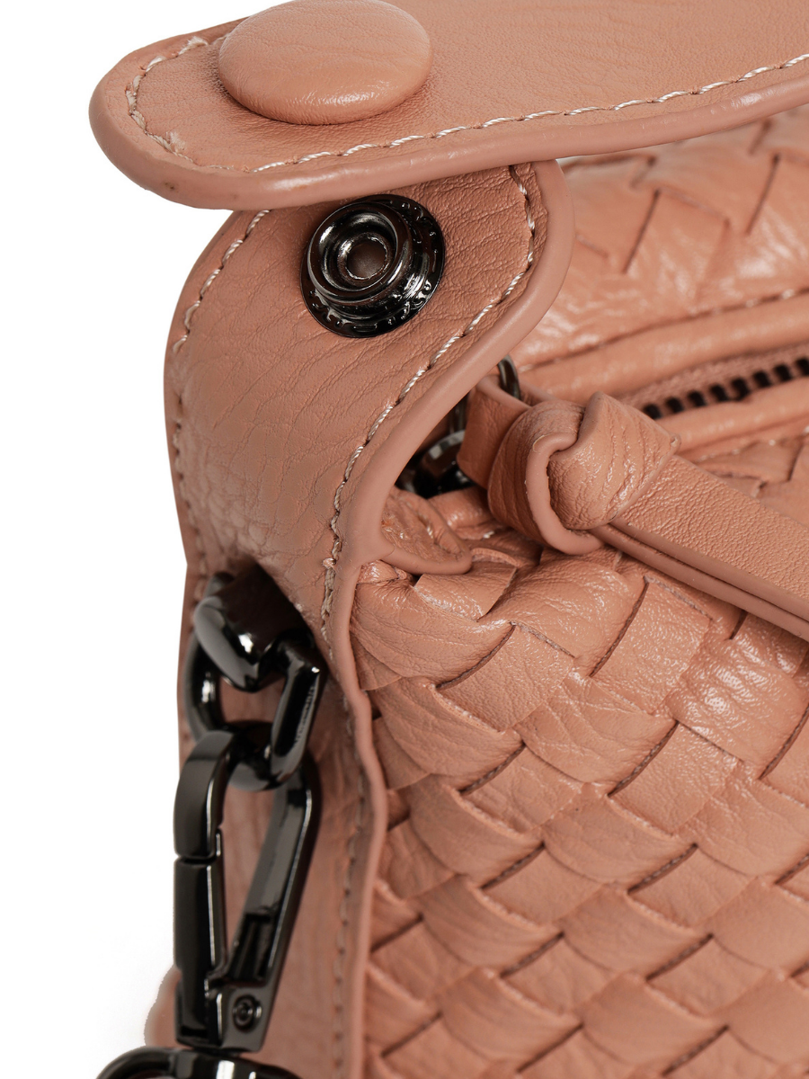 Fero - Ladies Woven Handbag, Faux Leather | Blush Pink