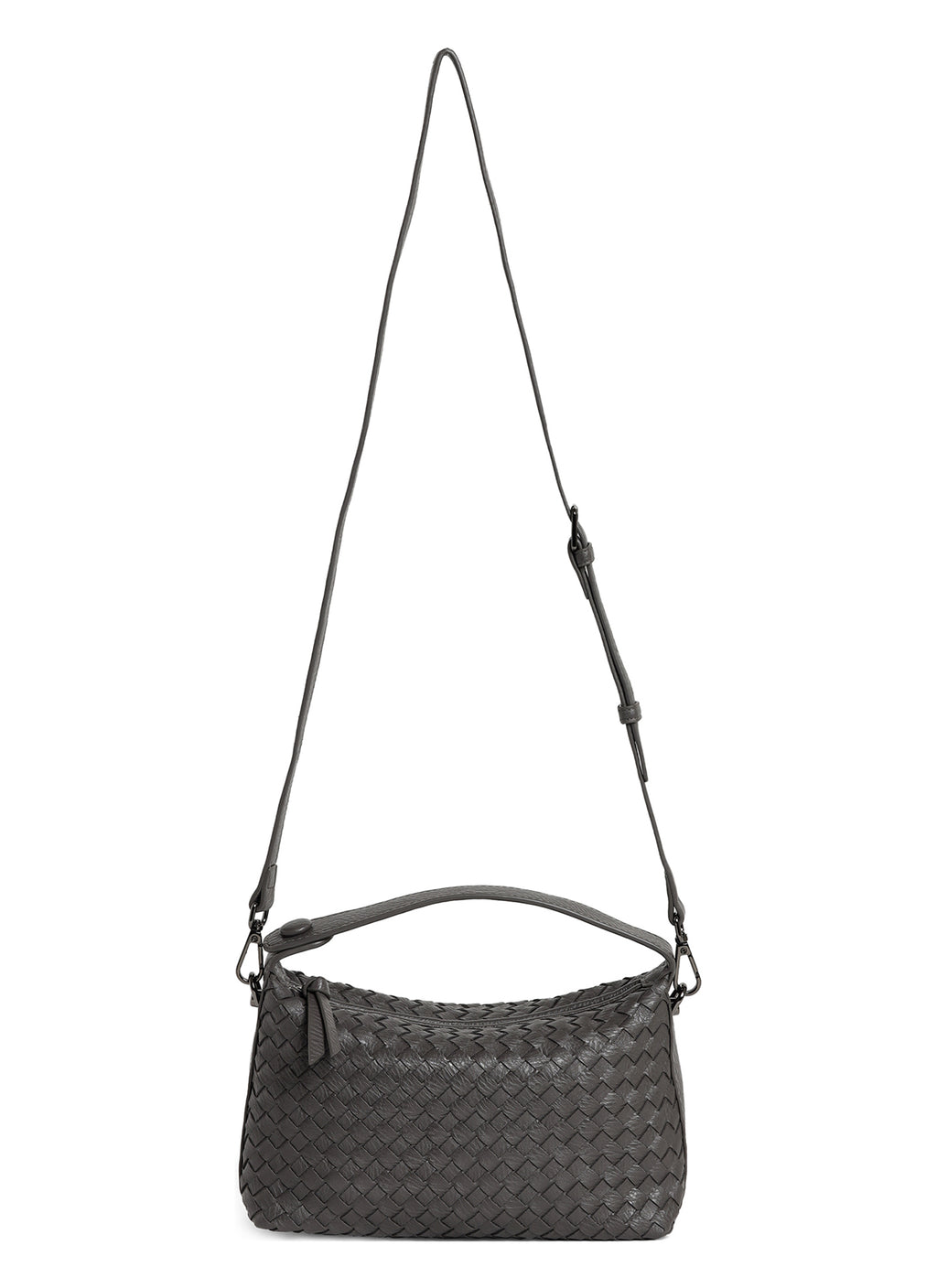 Fero - Ladies Woven Handbag, Faux Leather | Dark Grey