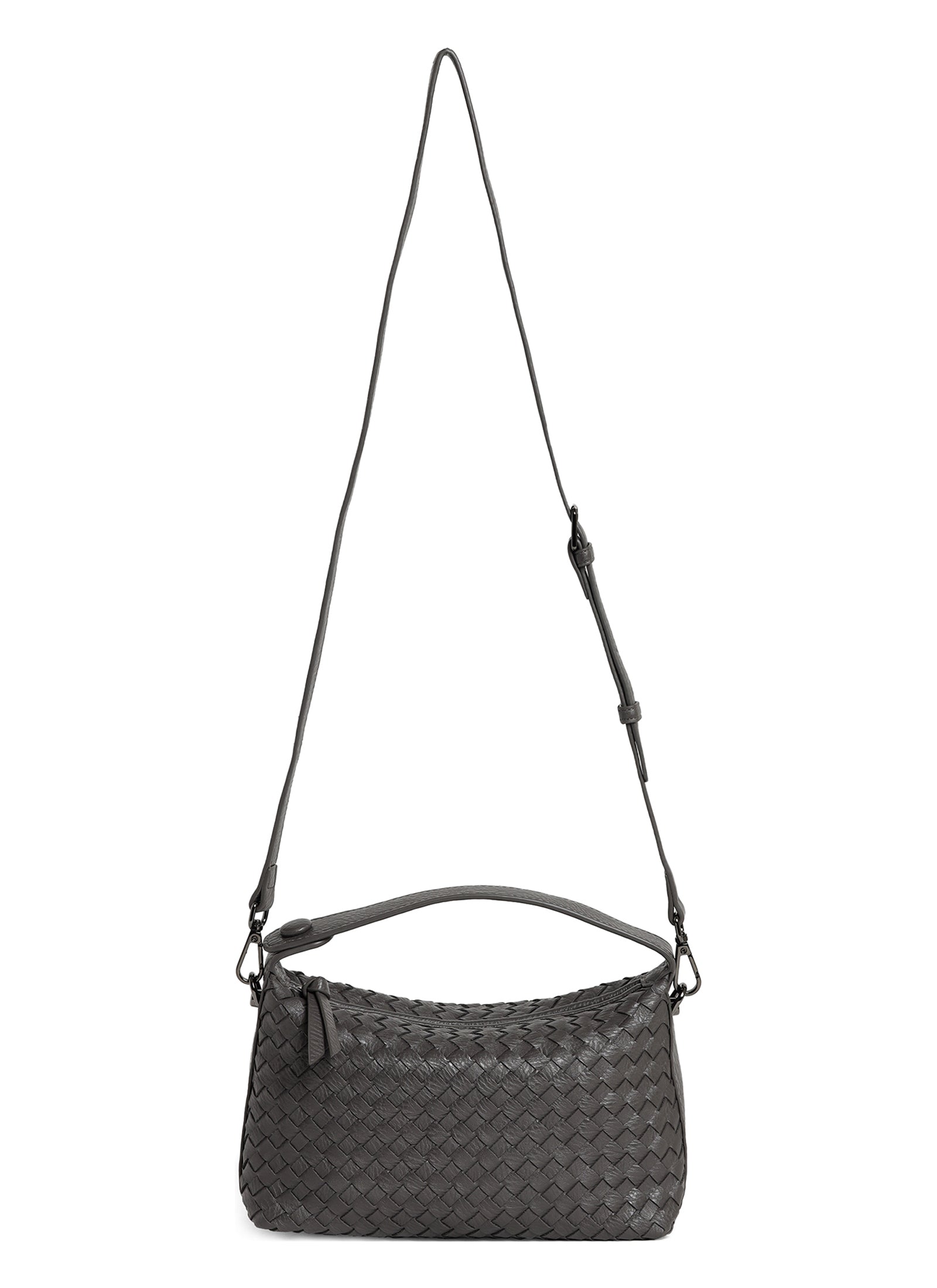 Fero - Ladies Woven Handbag, Faux Leather | Dark Grey