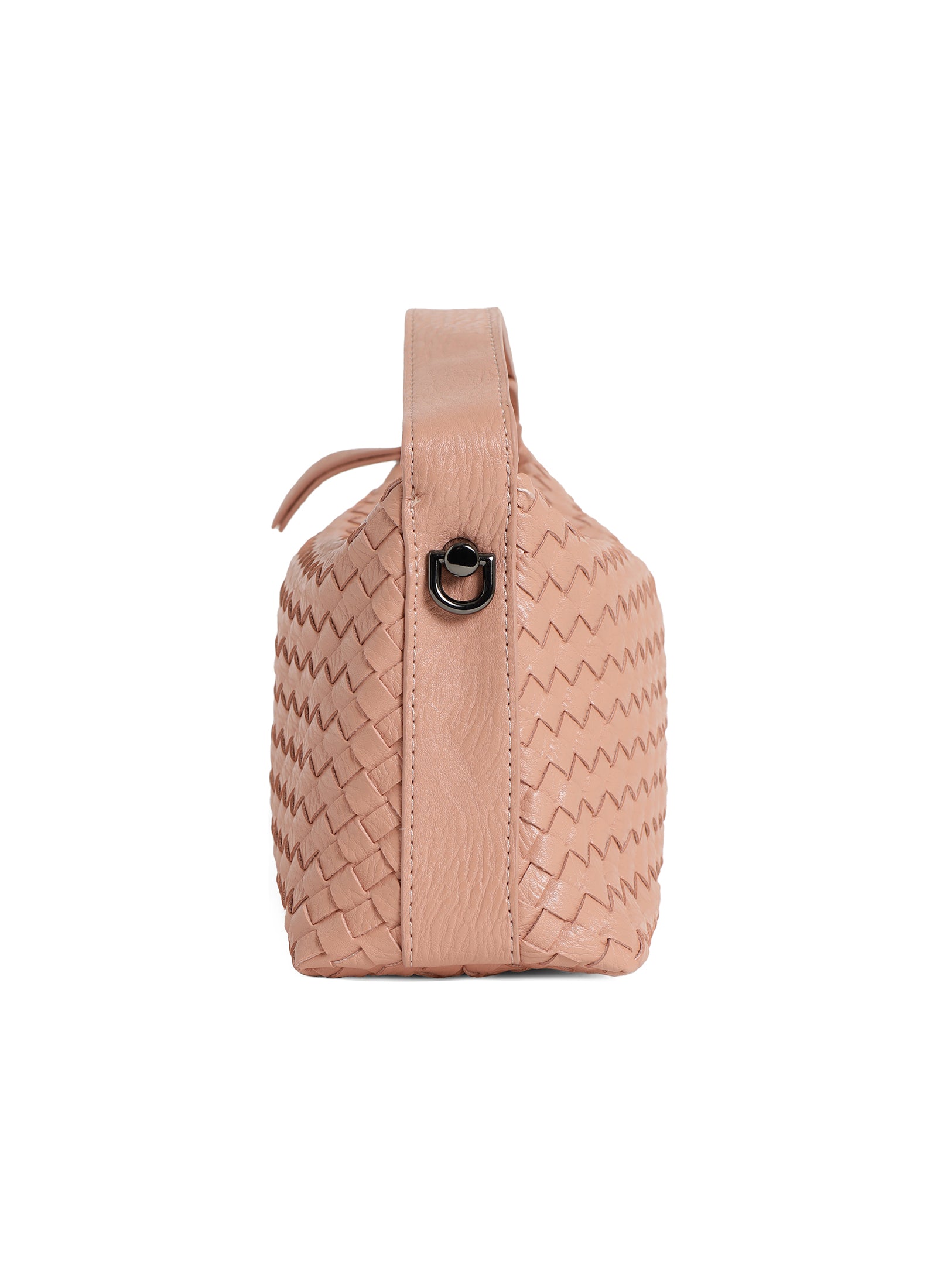 Fero - Ladies Woven Handbag, Faux Leather | Blush Pink
