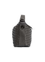 Fero - Ladies Woven Handbag, Faux Leather | Dark Grey