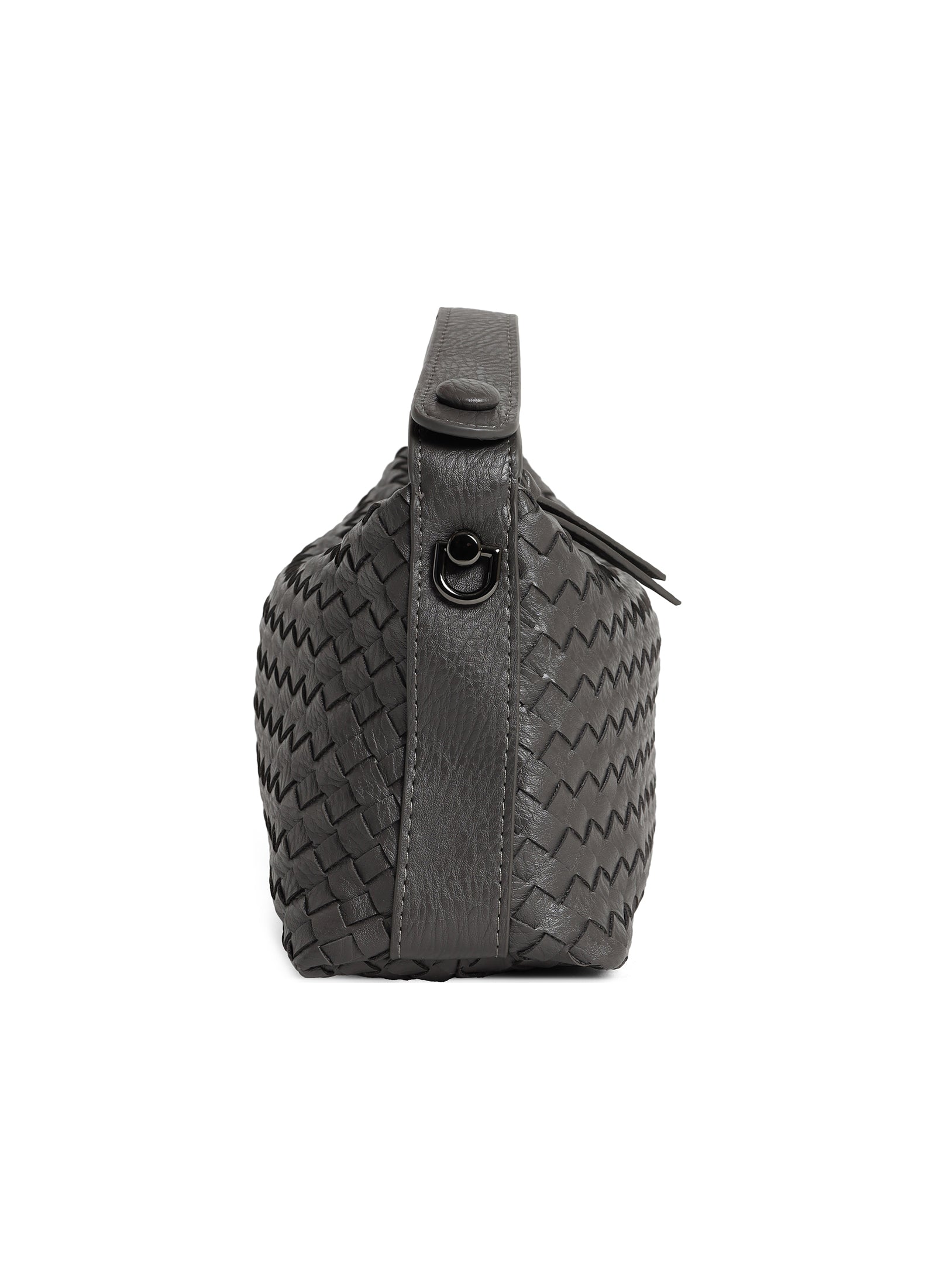Fero - Ladies Woven Handbag, Faux Leather | Dark Grey