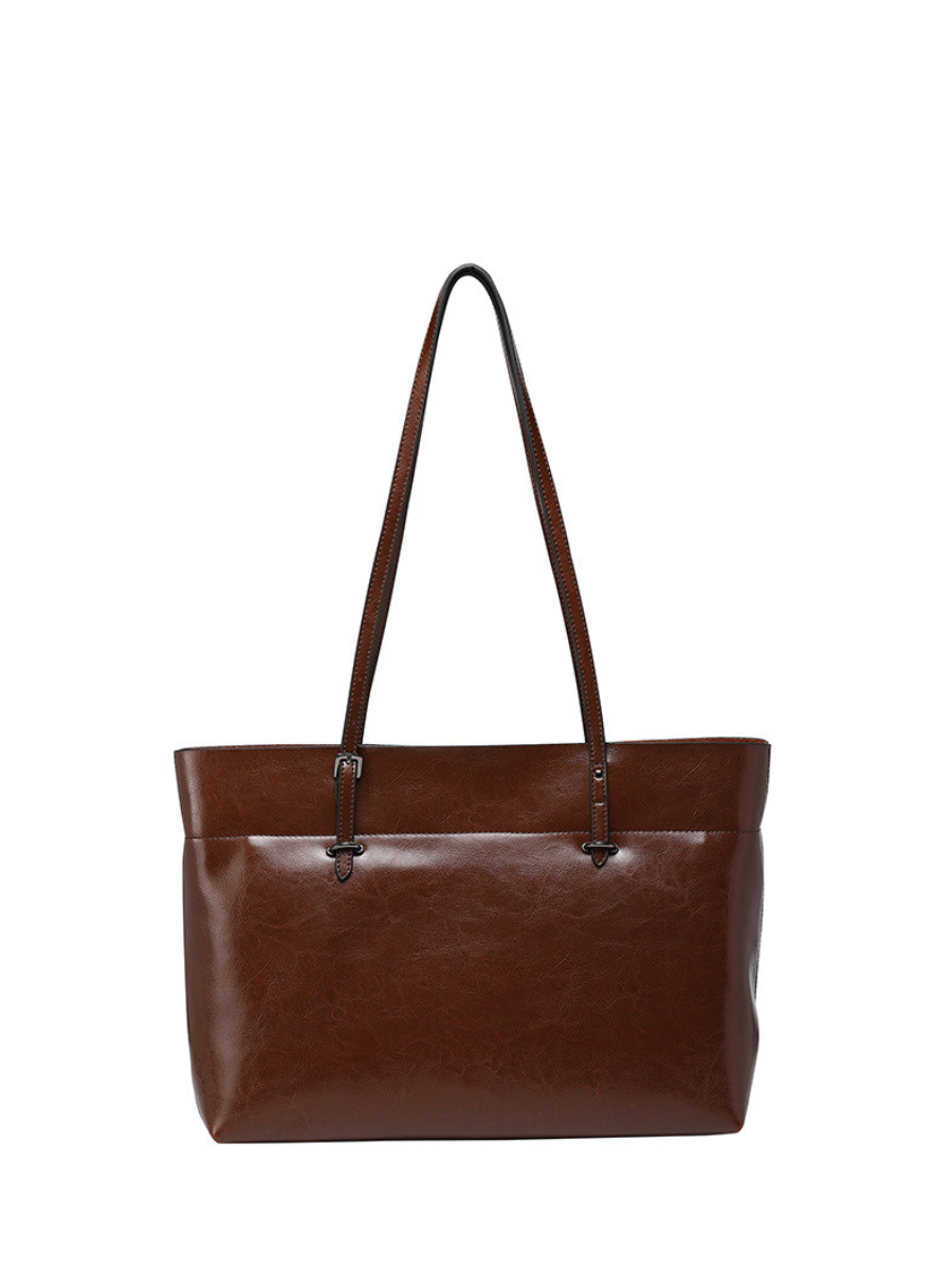 Patina Wide Tote Bag, Leather