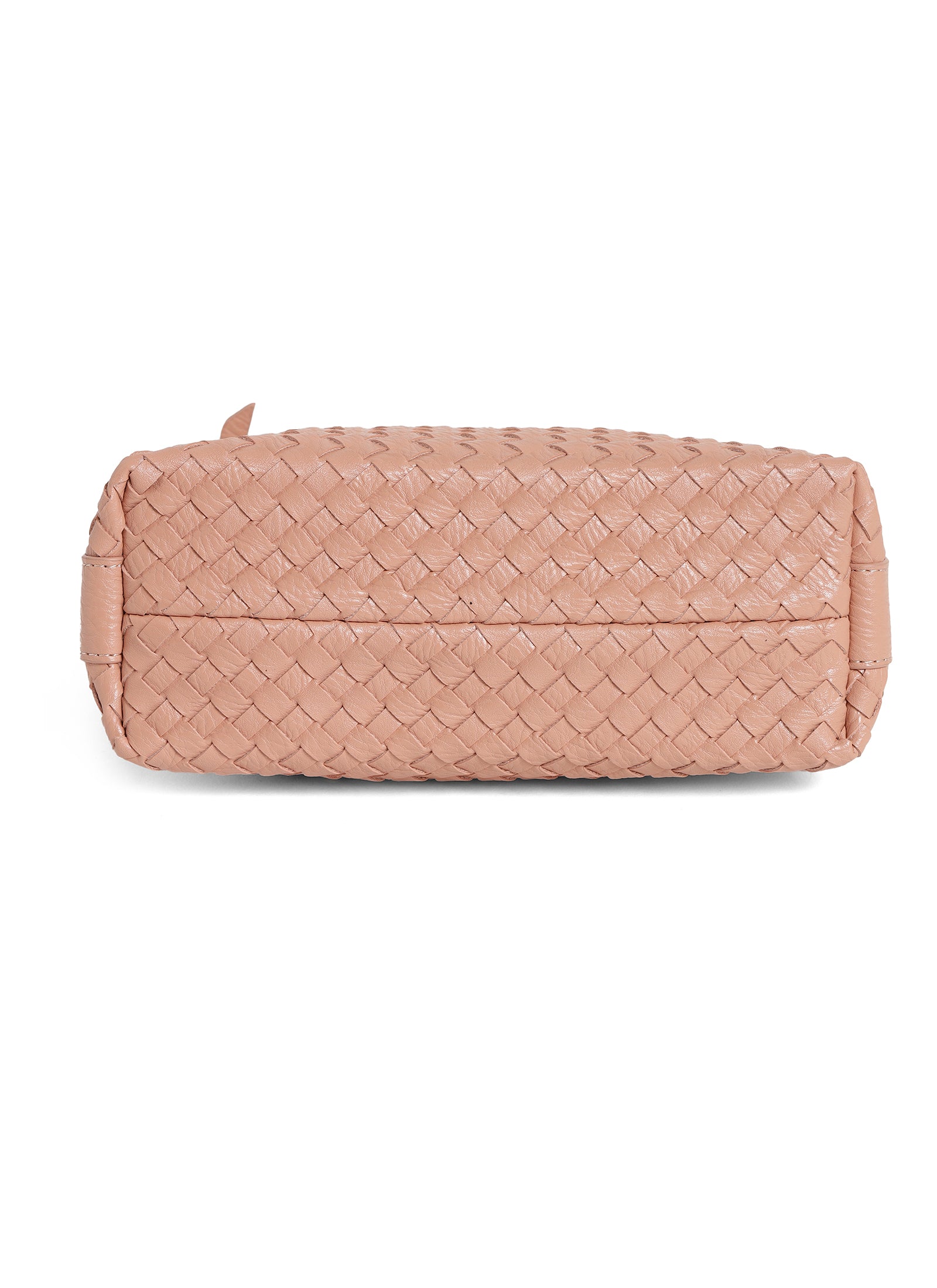 Fero - Ladies Woven Handbag, Faux Leather | Blush Pink