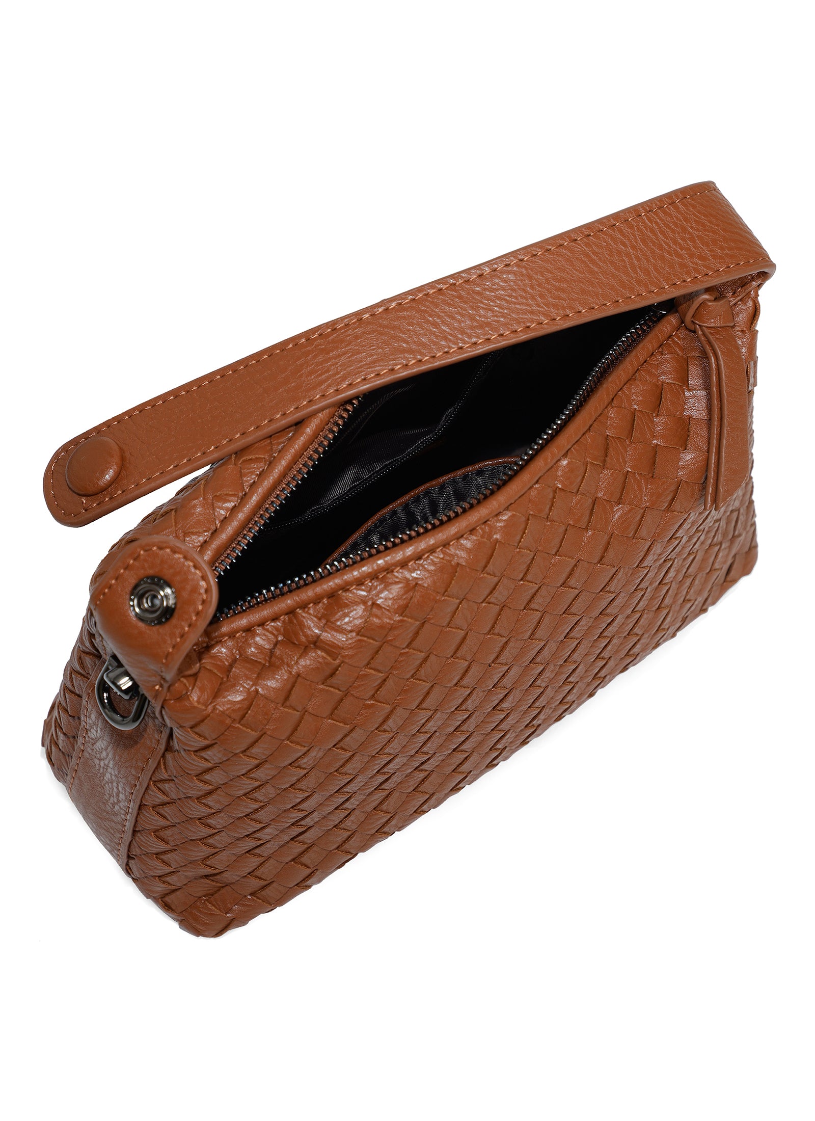 Fero - Ladies Woven Handbag, Faux Leather | Tan