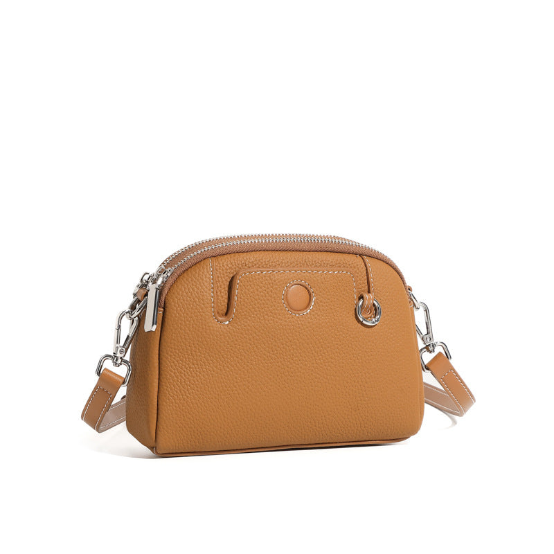 Pouche -Ladies Leather Crossbody bag, Caramel