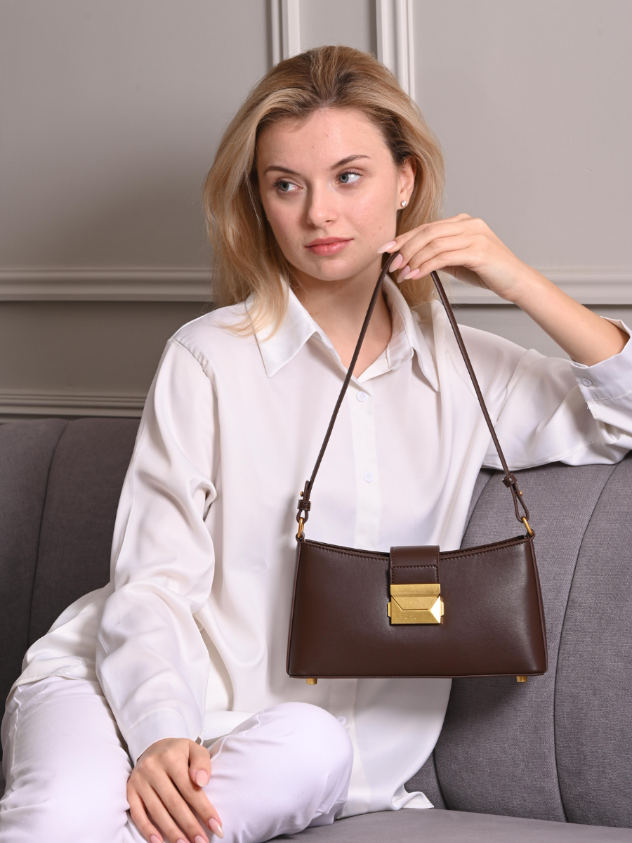 Felice - Ladies Baguette Bag Faux Leather | Dark Brown