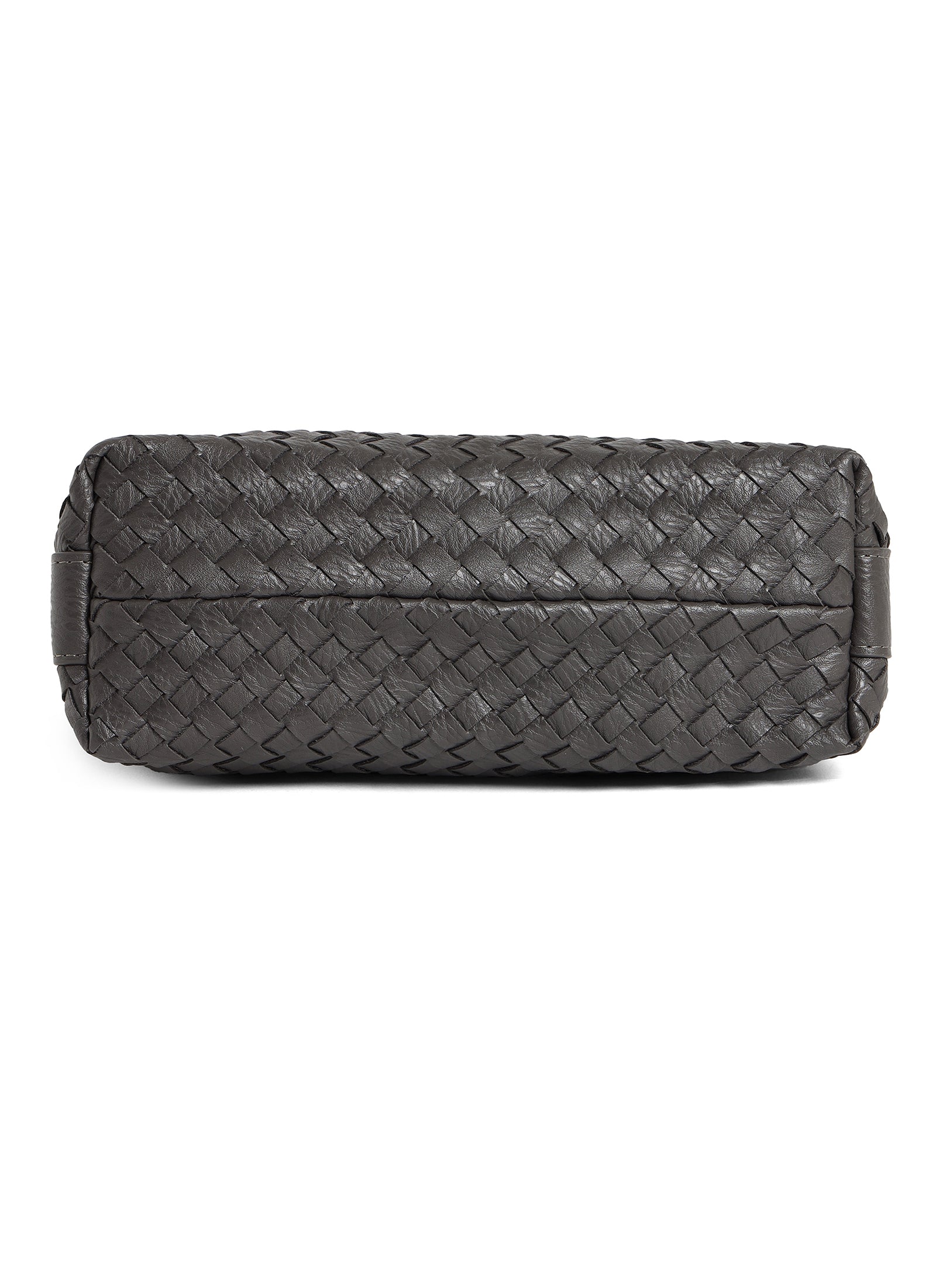 Fero - Ladies Woven Handbag, Faux Leather | Dark Grey