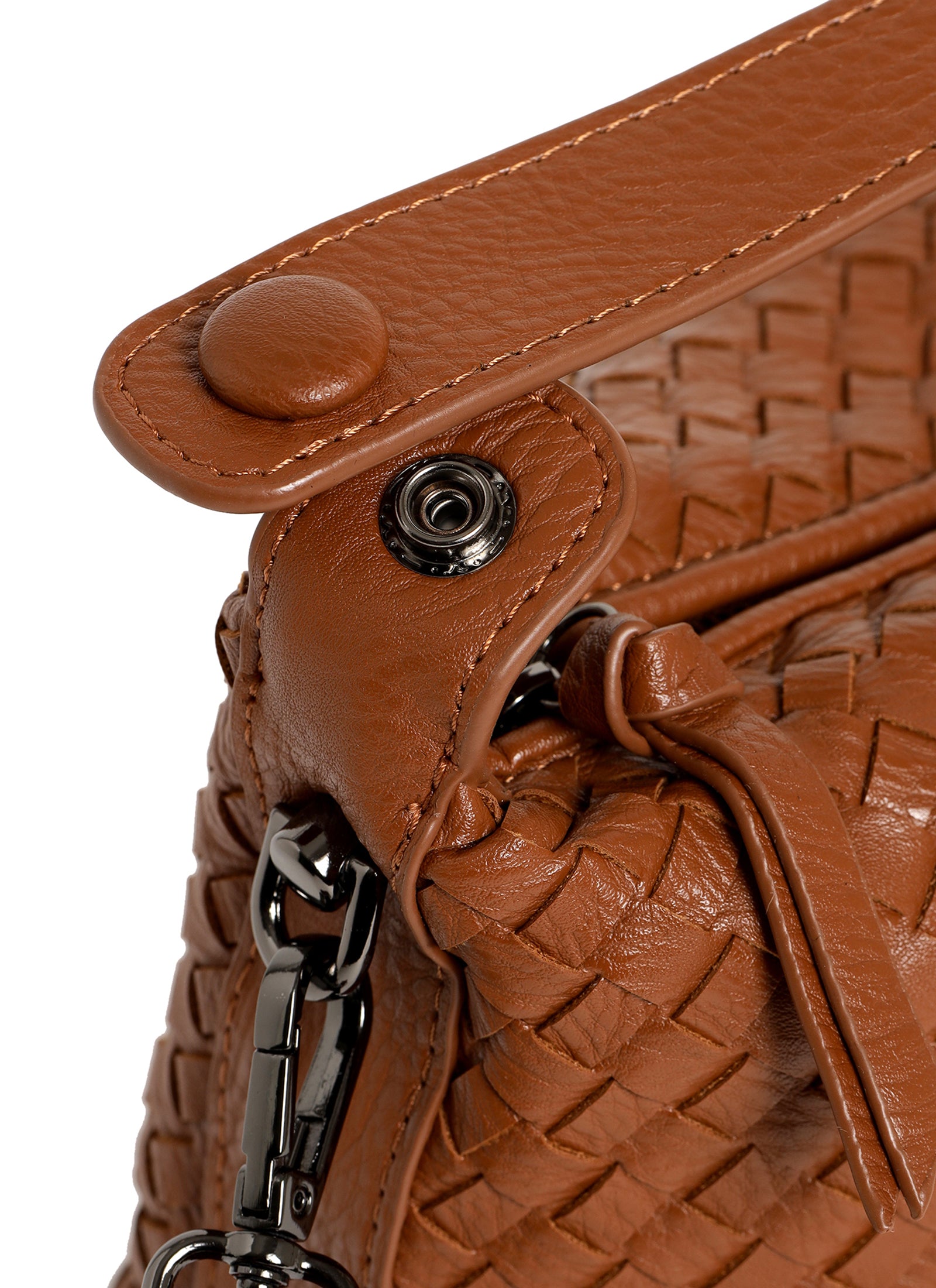 Fero - Ladies Woven Handbag, Faux Leather | Tan