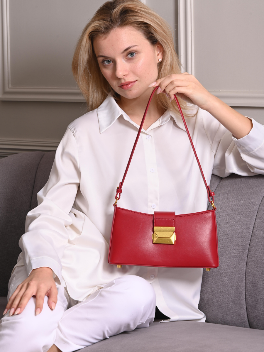 Felice - Ladies Baguette Bag, Faux Leather | Red