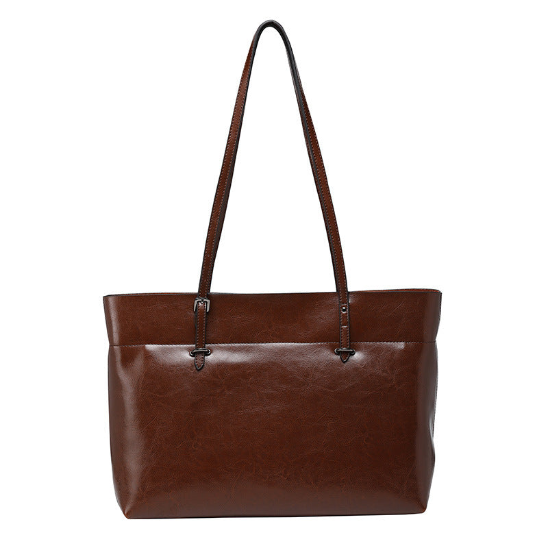 Patina Wide Tote Bag Leather | Coffee