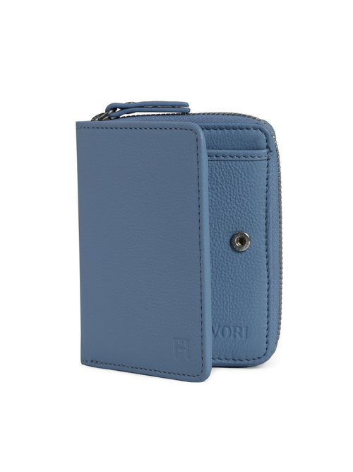 Aero Bi-Fold Wallet, Leather With RFID Blocking | Blissful Blue