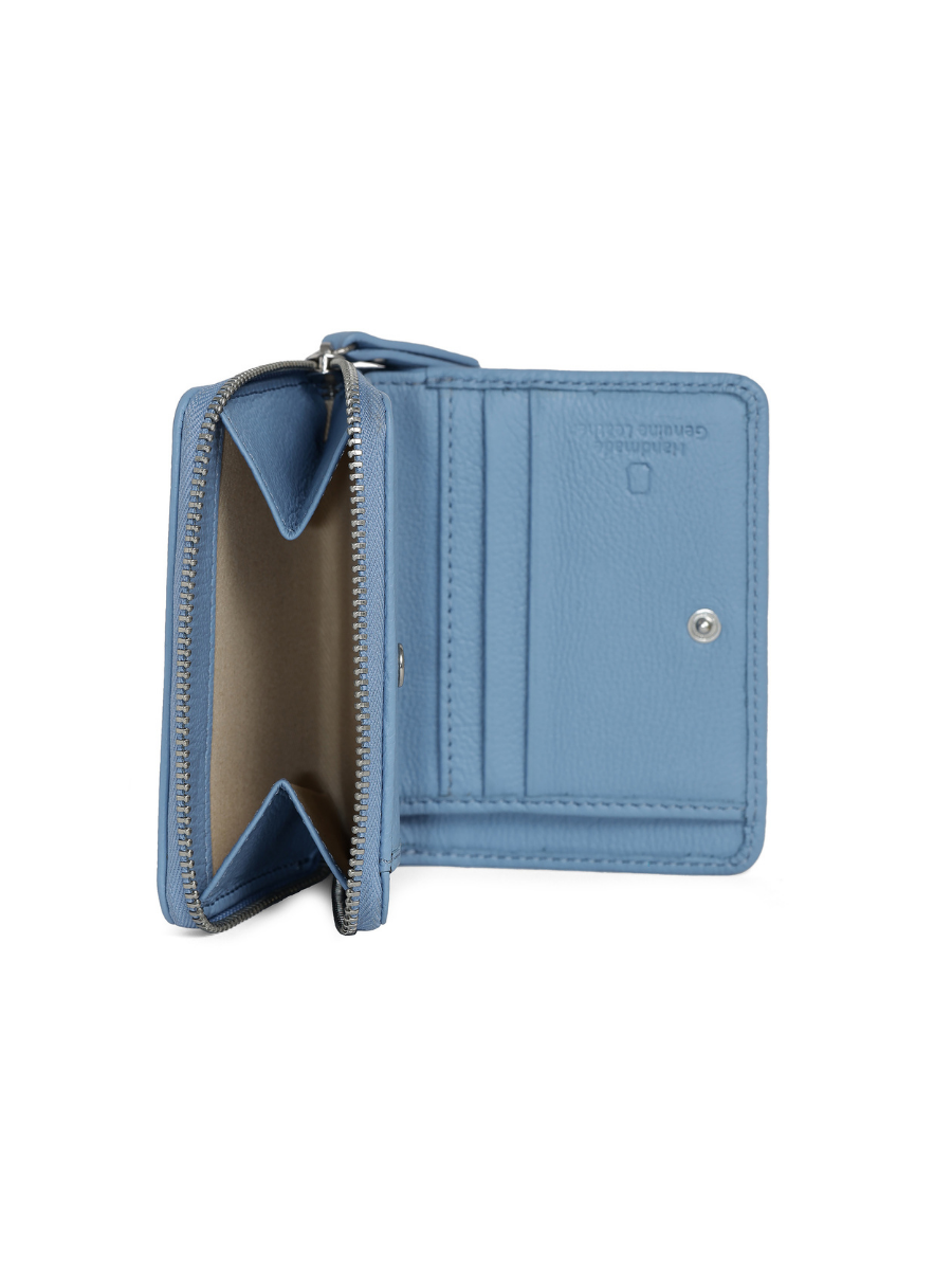 Aero Bi-Fold Wallet, Leather With RFID Blocking | Blissful Blue